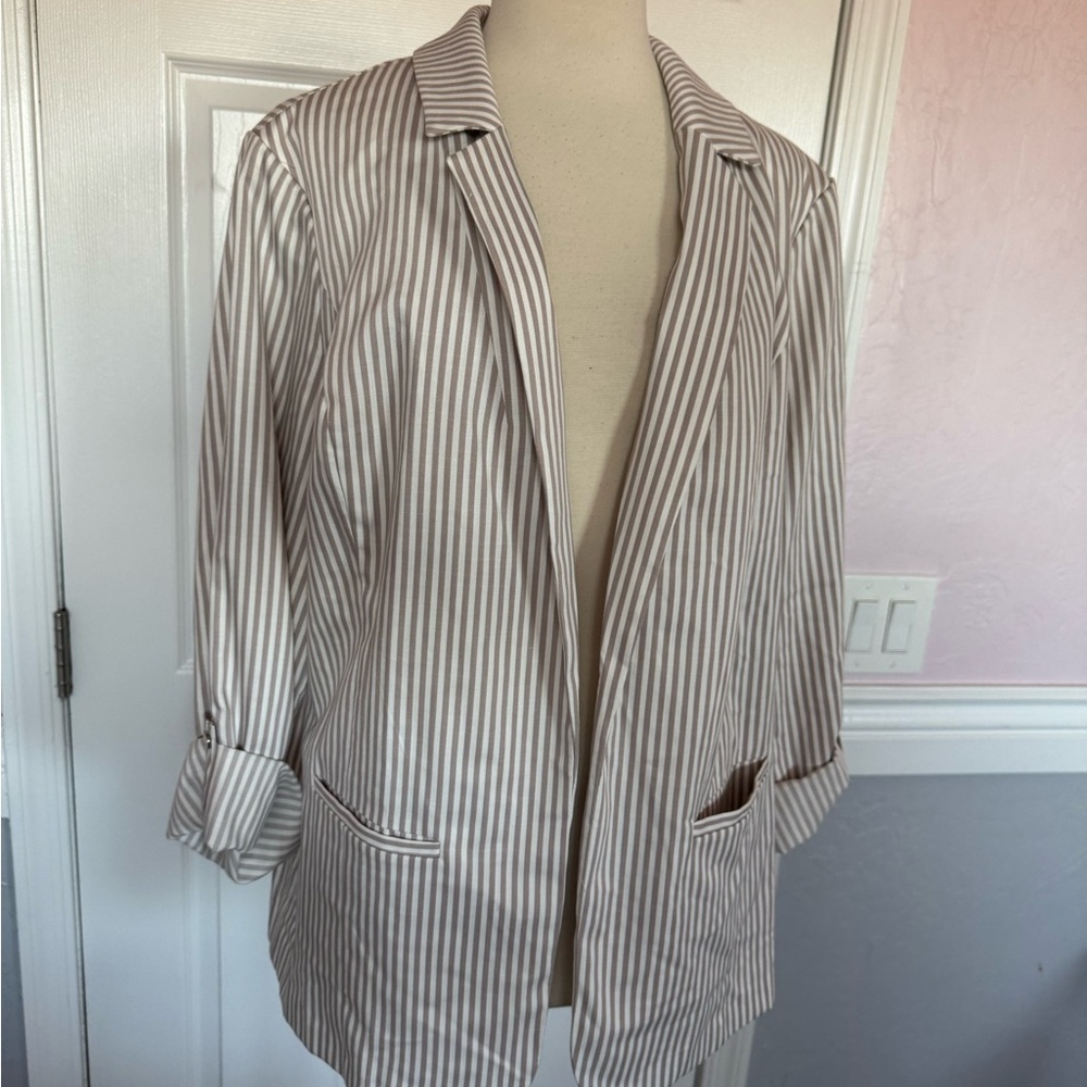 Evri Striped Women's Blazer Open Dressy Blazer Jacket SZ 1X Office Casual Career - Picture 3 of 16